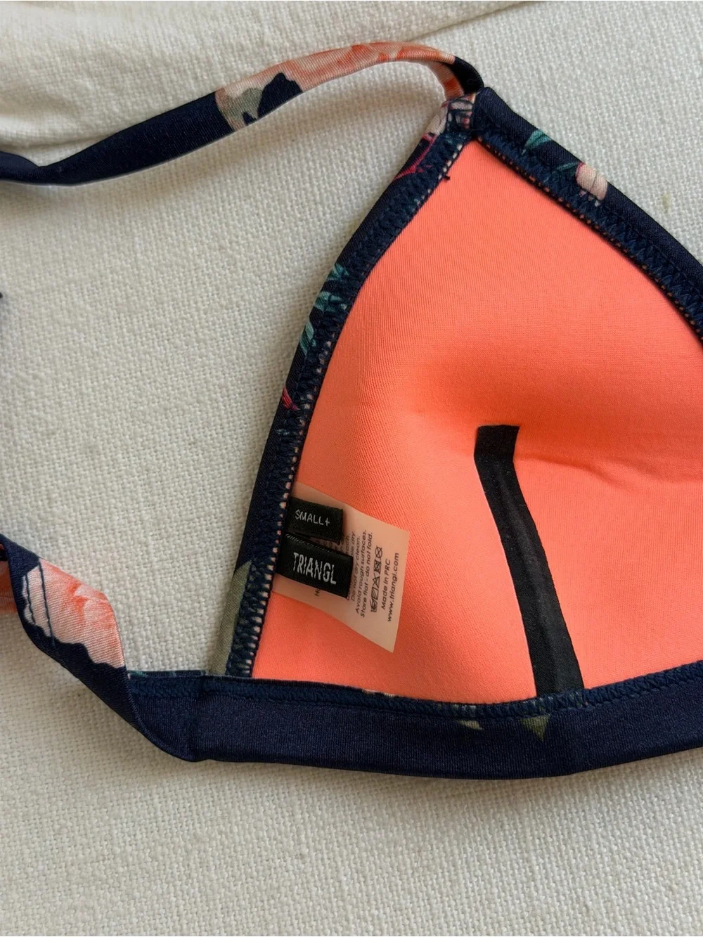 Triangl Swim Floral Navy and Coral Bikini Set